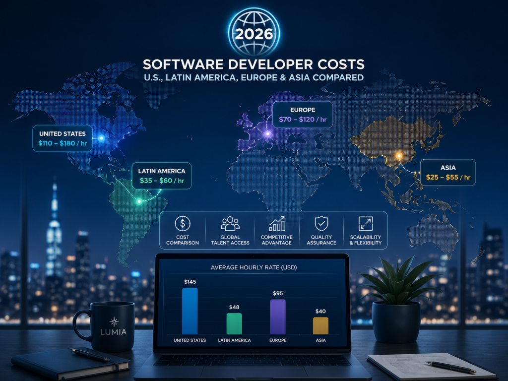 Software developer costs across the United States, Latin America, Europe, and Asia in 2026